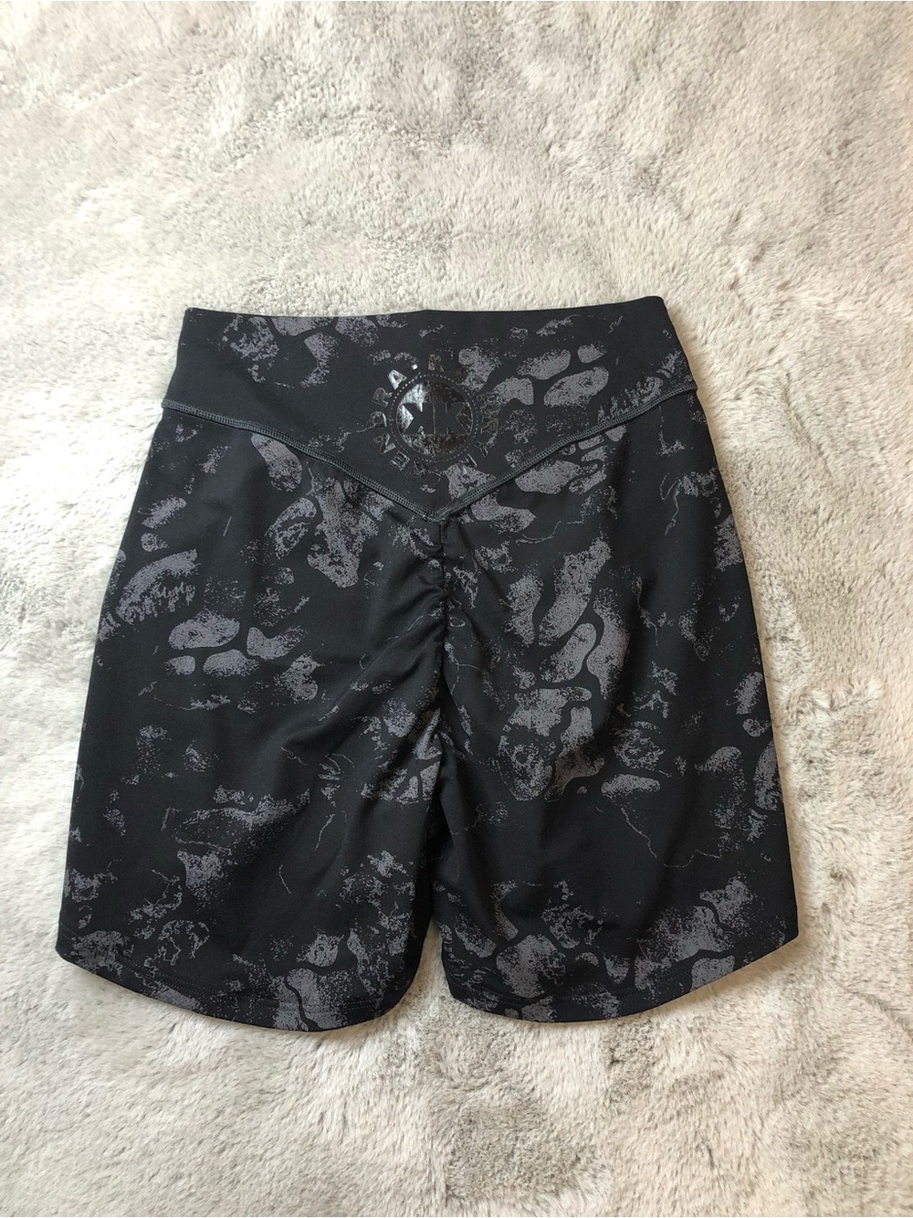 Gymshark KKFIT Black Marble-Print Shorts